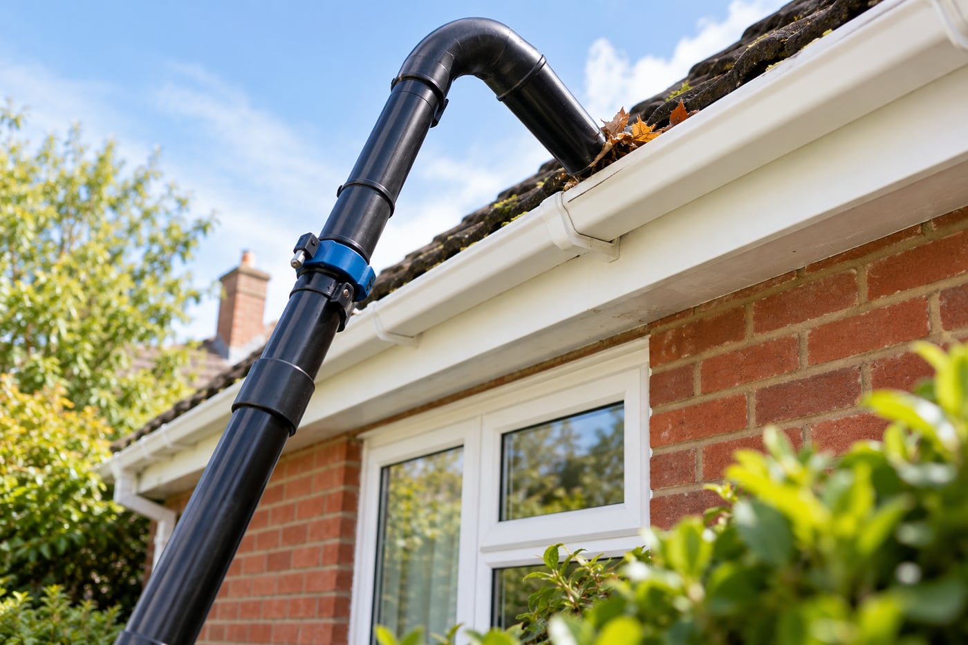 Illustrative image of gutter clearing at a British home