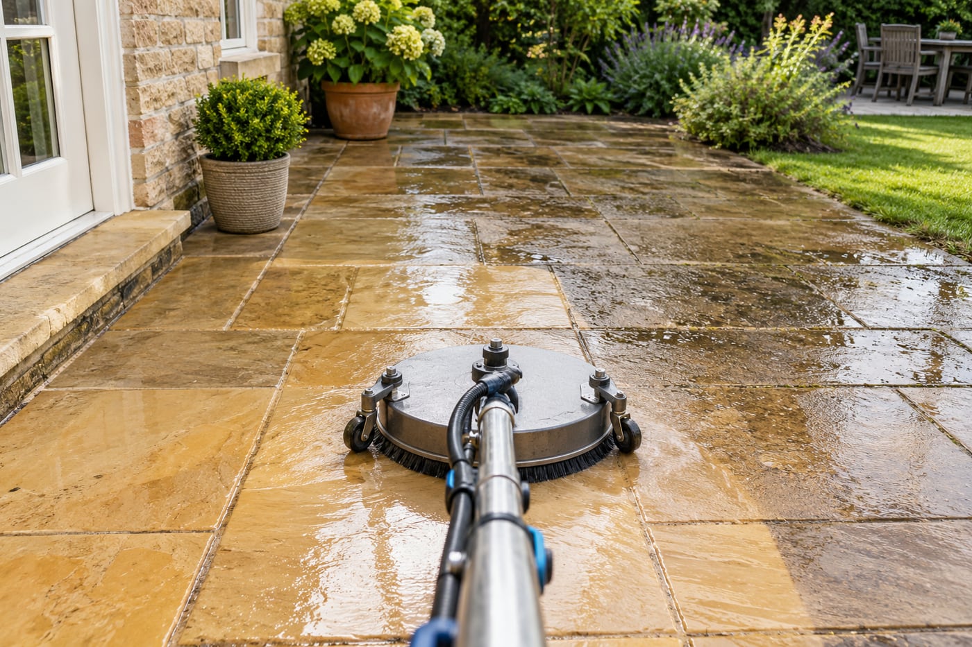 Illustrative image of jet washing at a British home